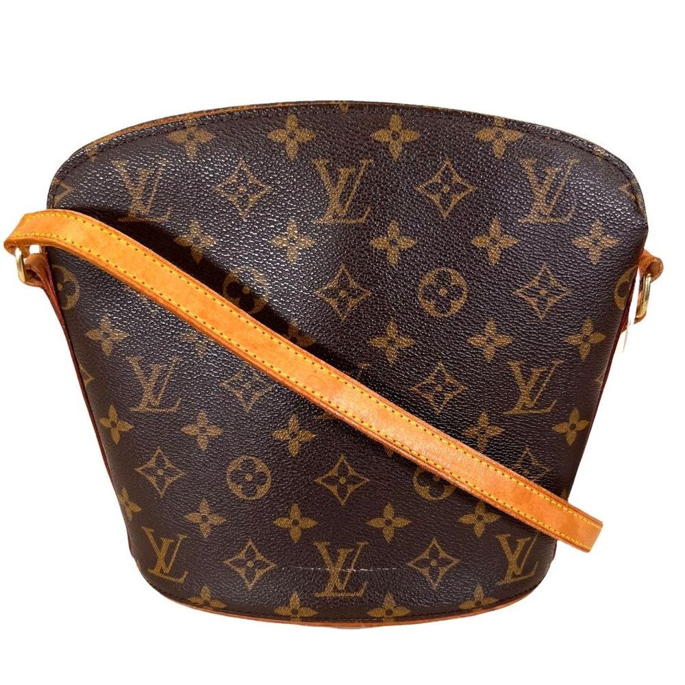 Authentic Louis Vuitton Shoulder Bag Drouot Monogram Used LV Handbag Vintage